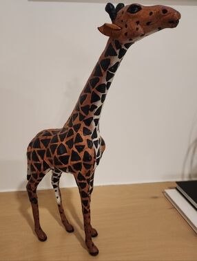 Vintage Leather Giraffe Sculpture